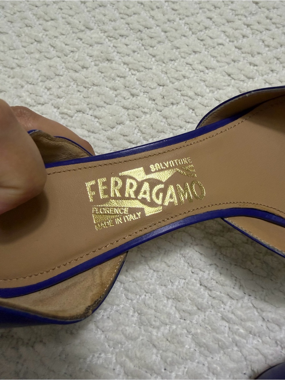 Salvatore Ferragamo Blue Leather Rietta Bow D'orsay Pointed Toe Women’s Size 10 - Picture 7 of 16